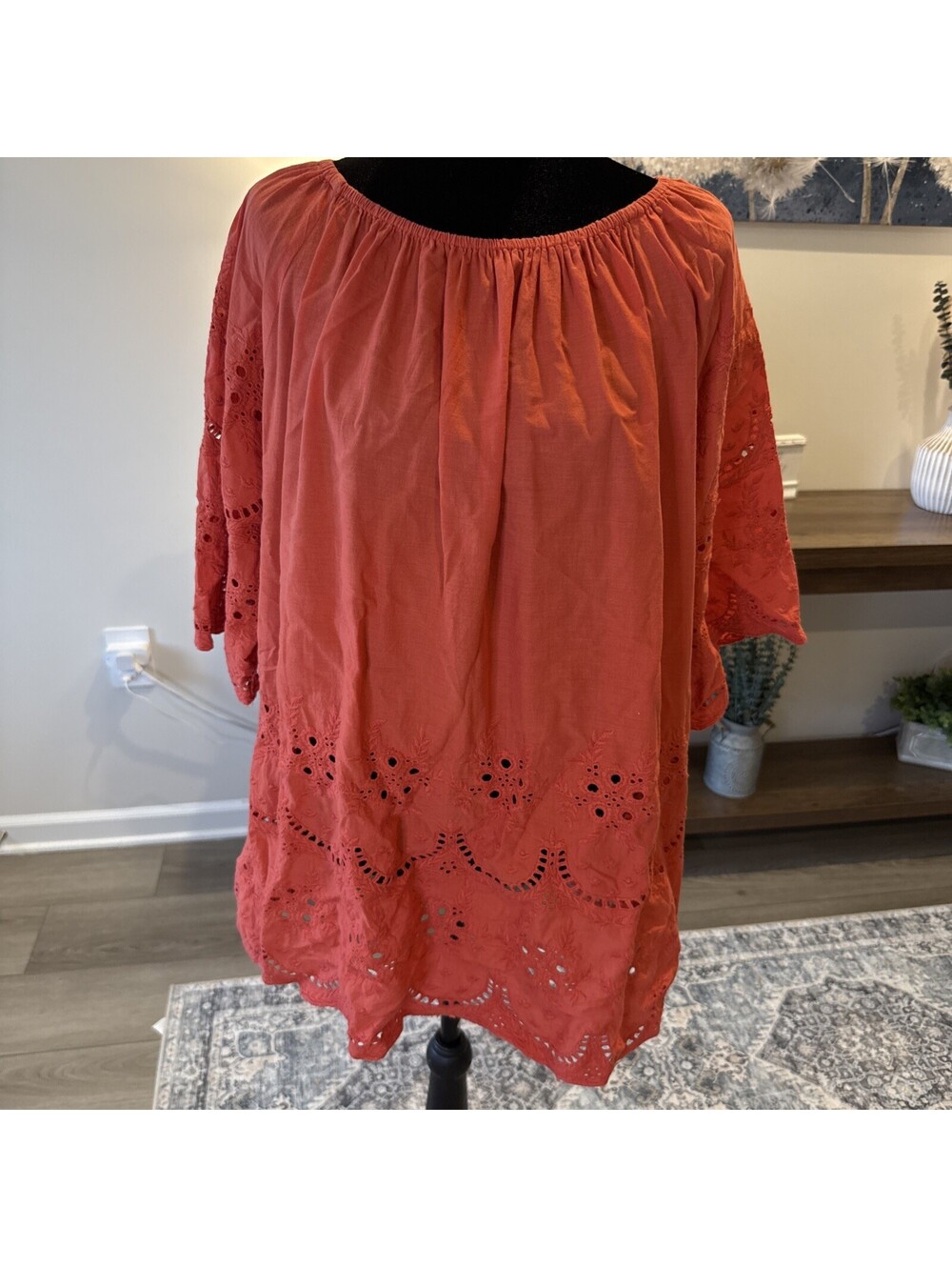 Karyn Seo Boho Coral 3/4 Bell Sleeves Blouse Size XL